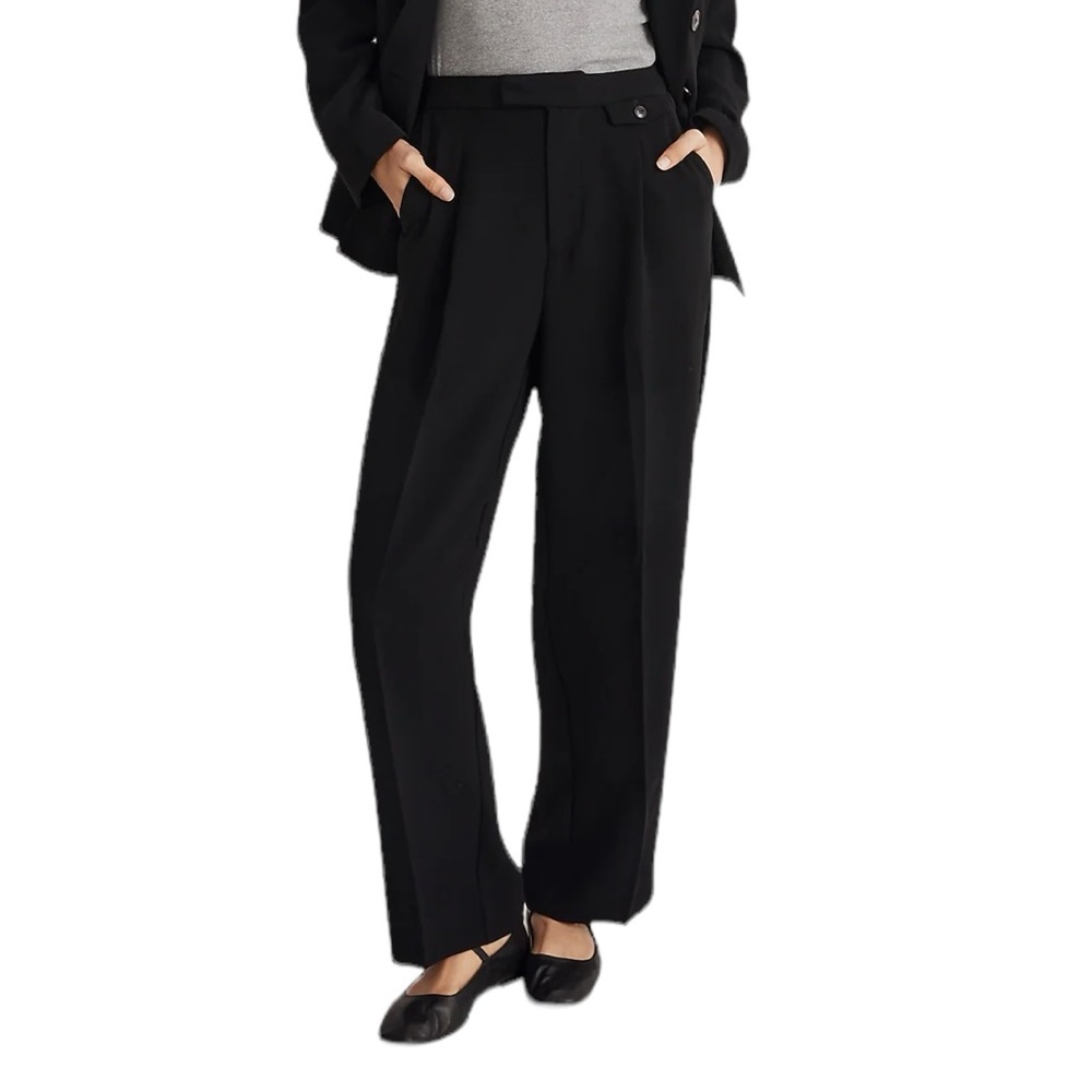 Madewell The Rosedale High-Rise Straight Pant in True Black Crepe
